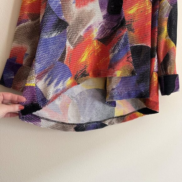 Joesph Ribkoff Mesh Asymmetric 3/4 Sleeve Jacket Womens Sise 12 Lagenlook Artsy - Picture 7 of 12